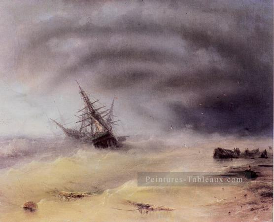 tempête 1872IBI paysage marin Bateau Ivan Aivazovsky Peintures à l'huile
